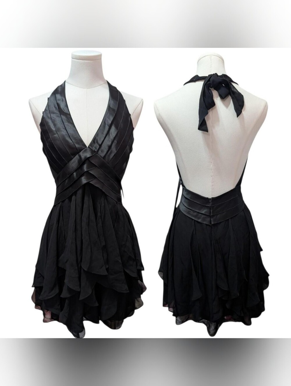 Y2K BCBGMAXAZRIA Satin Ribbon Halter Mini Dress (Size 4) ‼️Price is firm